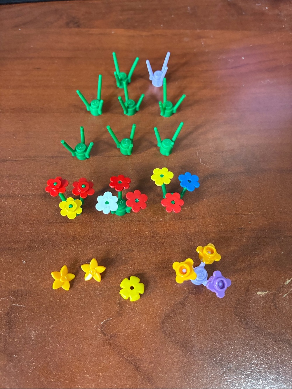 Lego Flower and Stem Pieces - Red Yellow Blue Green White Purple